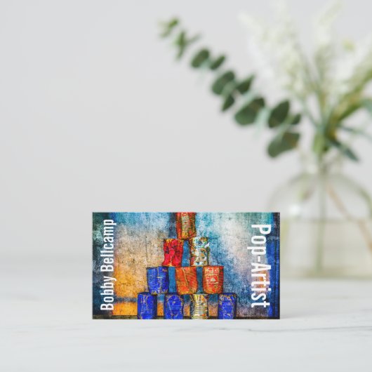 おもしろいポップ・アートのカスタマイズユニーク可能 名刺 (スタンド正面)