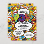 おもしろいポップ・アートの準備シャワー漫画本 インビテーションポストカード (正面/裏面)