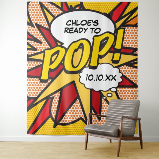 おもしろいポップ・アートのReady to Baby Showerフォトブース タペストリー (インサイチュ)