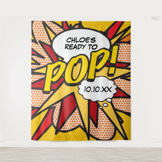 おもしろいポップ・アートのReady to Baby Showerフォトブース タペストリー (正面)