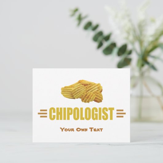おもしろいポテトチップス愛好家のタイトル ポストカード (スタンド正面)