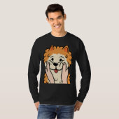 おもしろいポメラニア犬ぽちゃぽちゃの頬 Tシャツ (正面フル)