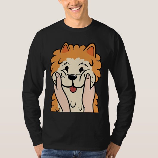 おもしろいポメラニア犬ぽちゃぽちゃの頬 Tシャツ (正面)
