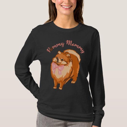 おもしろいポメラニア犬ドッグポンマイママ Tシャツ (正面)