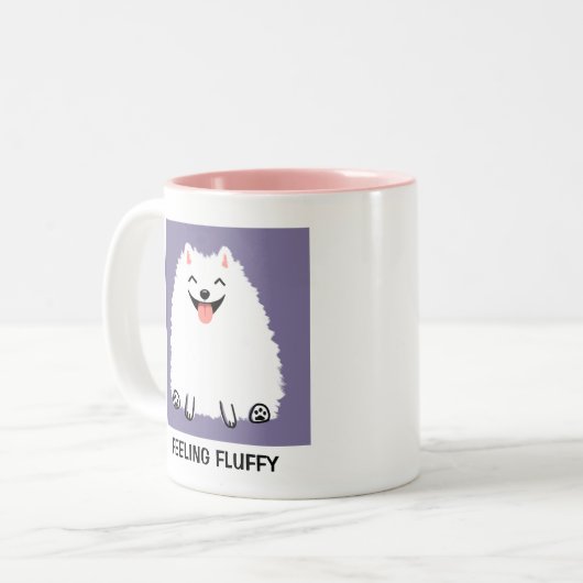 おもしろいポメラニア犬感じのふわふわしたPOM – タスティックカスタム ツートーンマグカップ (正面左)