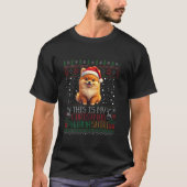 おもしろいポメラニア犬犬の醜いクリスマスこれは私のクリスマ Tシャツ (正面)