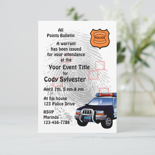 おもしろいポリス誕生日退職パーティの招待状 招待状 (スタンド正面)