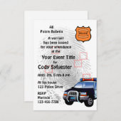 おもしろいポリス誕生日退職パーティの招待状 招待状 (正面/裏面)