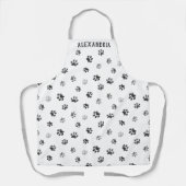 おもしろいポープリントパターンシルバーグレイカスタムブラック エプロン (正面)