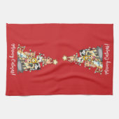 おもしろいマイオウィカタマスキャッツクリスマスツリーカスタム キッチンタオル (横)