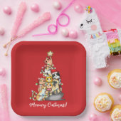 おもしろいマイオウィカタマスキャッツクリスマスツリーカスタム ペーパープレート (パーティー)
