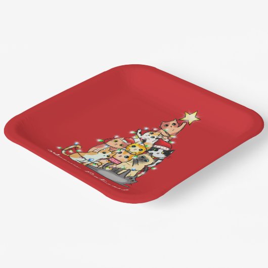 おもしろいマイオウィカタマスキャッツクリスマスツリーカスタム ペーパープレート (傾斜あり)