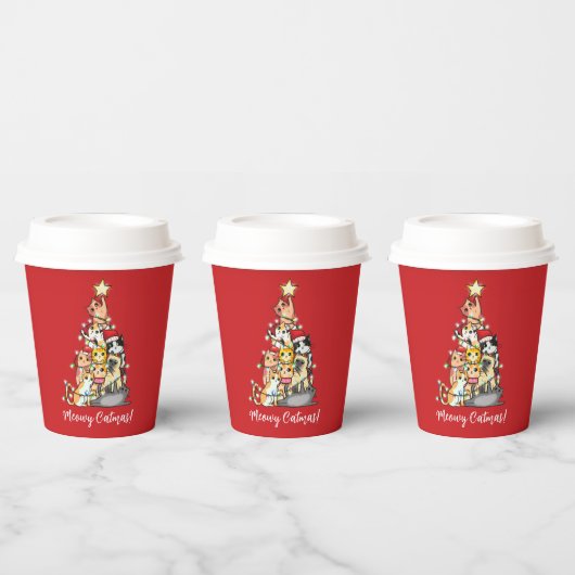 おもしろいマイオウィカタマスキャッツクリスマスツリーカスタム 紙コップ (複数)