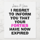 おもしろいマイルストーン誕生日ギフト， 50th ワインラベル (シングルラベル)