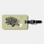 おもしろいマウスとヘッドフォン ラゲッジタグ (正面横)