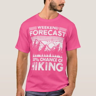 おもしろいマウンテンハイカー週末の予報キャンプひき Tシャツ