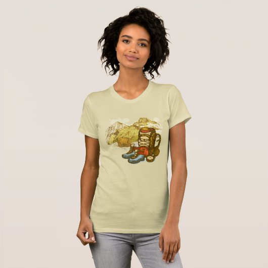 おもしろいマウンテンハイキング登山アウトドアアドベンチャー Tシャツ (正面フル)