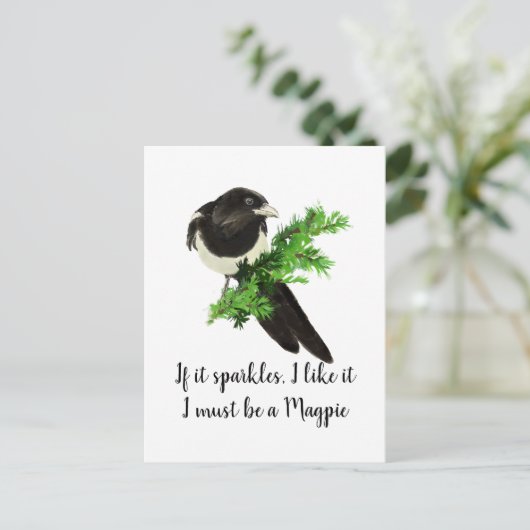 おもしろいマグピもしー引用文私はそれが好き ポストカード (スタンド正面)