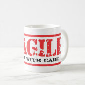 おもしろいマグ付き非常に気に壊れやすい柄 コーヒーマグカップ (正面右)