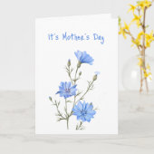 おもしろいマザーズデイビューティフルブルーワイルドチコリー カード (黄色い花)