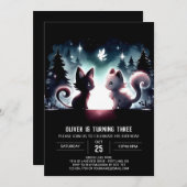 おもしろいマジカルキャット誕生日 招待状 (正面/裏面)