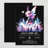 おもしろいマジカルフェアリー誕生日 招待状 (正面/裏面)