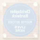 おもしろいマスターブッチャーウォールプラークスタイル ガラスコースター (裏面)