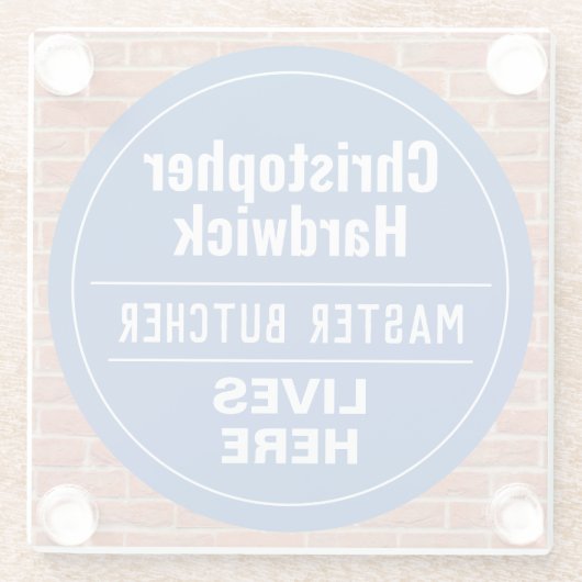 おもしろいマスターブッチャーウォールプラークスタイル ガラスコースター (裏面)