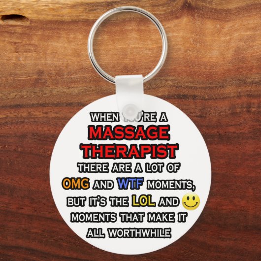 おもしろいマッサージセラピスト...OMG WTFロール キーホルダー (正面)