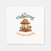 おもしろいマッシュルームレトロファミリー懇親会 スタンダードカクテルナプキン (正面)