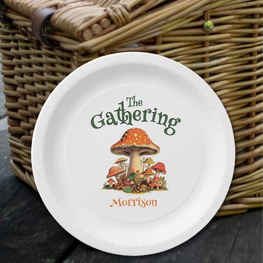 おもしろいマッシュルームレトロファミリー懇親会 ペーパープレート