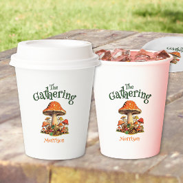 おもしろいマッシュルームレトロファミリー懇親会 紙コップ