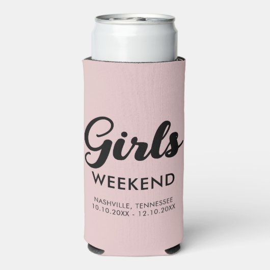 おもしろいマッチングガールズウィークエンドトリップ旅行先 スリム缶クーラー (Seltzer裏面)