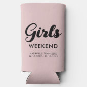 おもしろいマッチングガールズウィークエンドトリップ旅行先 スリム缶クーラー (裏面)