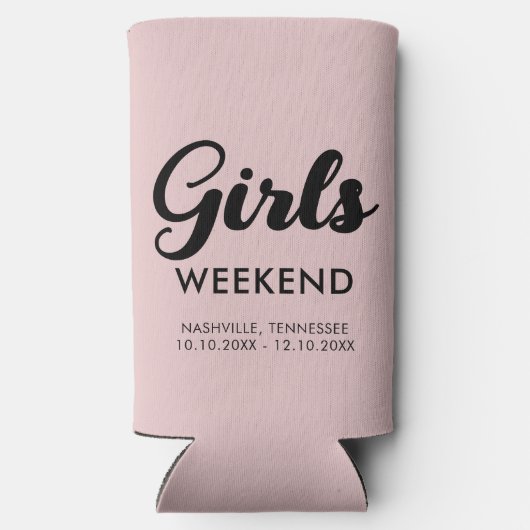 おもしろいマッチングガールズウィークエンドトリップ旅行先 スリム缶クーラー (裏面)