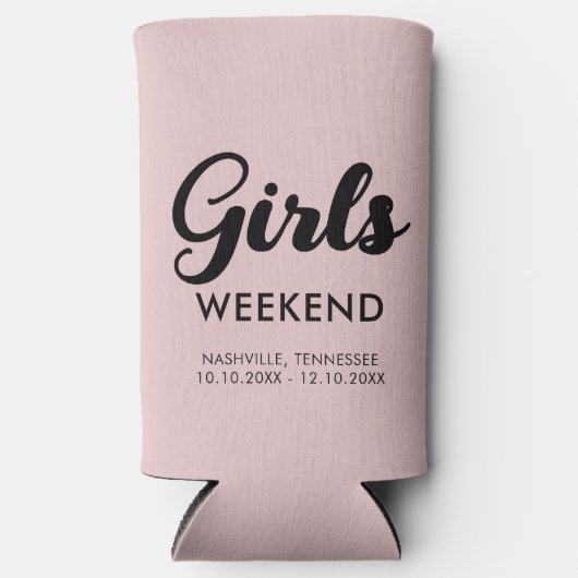 おもしろいマッチングガールズウィークエンドトリップ旅行先 スリム缶クーラー (正面)