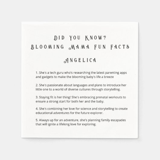 おもしろいママの事実ベビーシャワーを知ってた スタンダードカクテルナプキン (正面)