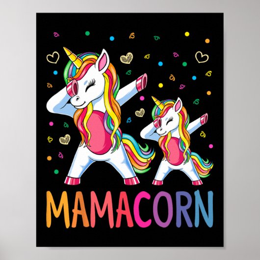 おもしろいママコーンUnicornコスチューム母の日 ポスター (正面)