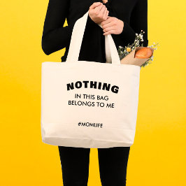 おもしろいママ文字モーライフはっきりしたタイポグラフィマママギフト ラージトートバッグ