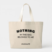 おもしろいママ文字モーライフはっきりしたタイポグラフィマママギフト ラージトートバッグ (裏面)