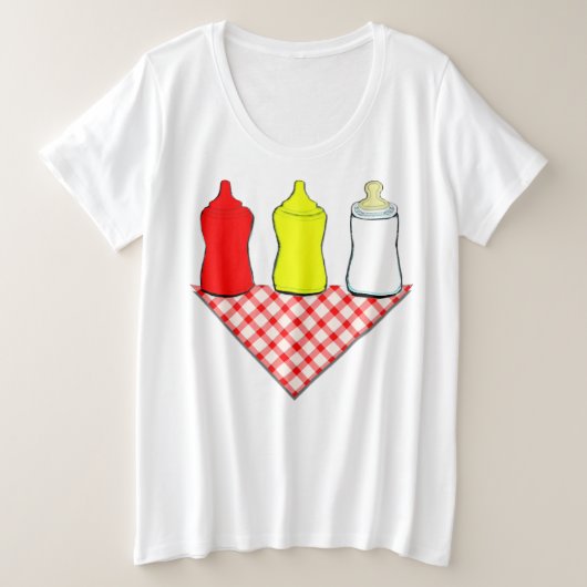 おもしろいママ プラスサイズTシャツ (デザイン正面)