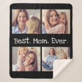 おもしろいマムフォトコラージュマ最高のムエバー白黒 シェルパブランケット (正面)