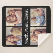 おもしろいマムフォトコラージュマ最高のムエバー白黒 シェルパブランケット (正面(横))