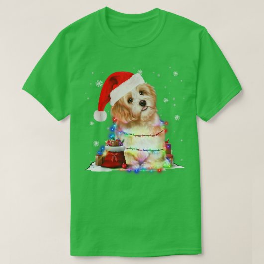 おもしろいマルチーズドッグツリークリスマスライトクリスマスパジャム Tシャツ (デザイン正面)