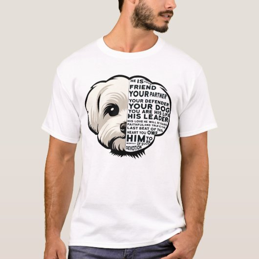 おもしろいマルチーズ犬 Tシャツ (正面)