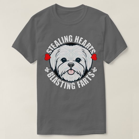 おもしろいマルチーズ盗みハート爆破犬C Tシャツ (デザイン正面)