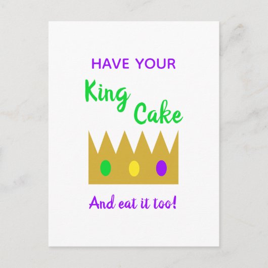 おもしろいマルディグラはキングケーキを持っ食べても ポストカード (正面)