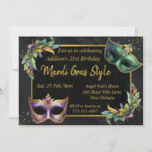 おもしろいマルディグラ誕生日カード招待状 サンキューカード (正面)