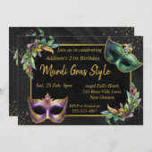 おもしろいマルディグラ誕生日カード招待状 サンキューカード (正面/裏面)