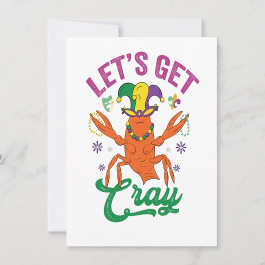 おもしろいマルディ・グラ　Let's Get Cray  カニエビ ギフト 招待状 (正面)